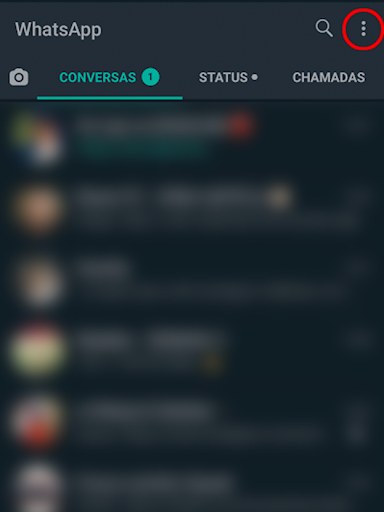 Botão para abrir o menu do WhatsApp (fonte: canaltech.com.br)